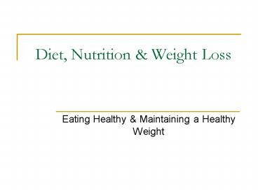 Diet, Nutrition