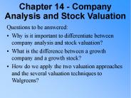 Chapter 14 - Company Analysis and Stock Valuation