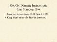Get GA Damage Instructions from Handout Box PowerPoint PPT Presentation