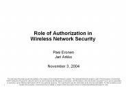 Role of Authorization in Wireless Network Security