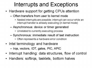 Interrupts and Exceptions