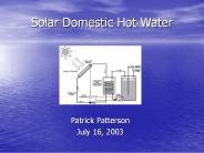 Solar Domestic Hot Water