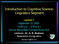 Introduction to Cognitive Science: Linguistics Segment PowerPoint PPT Presentation