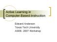 Active Learning in ComputerBasedInstruction PowerPoint PPT Presentation