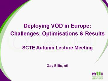 Deploying VOD in Europe: