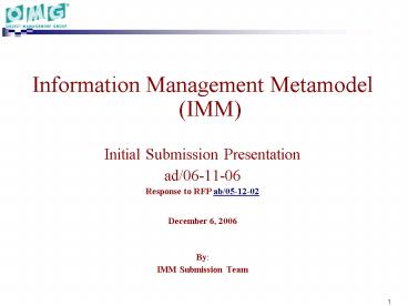 Information Management Metamodel IMM