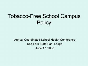 TobaccoFree School Campus Policy