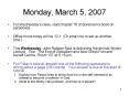 Monday, March 5, 2007 PowerPoint PPT Presentation