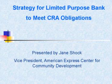 Vice President, American Express Center for Communit