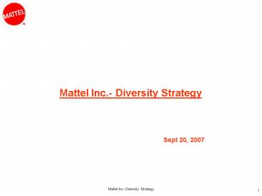 Mattel Inc. Diversity Strategy