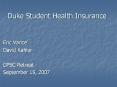 Duke Student Health Insurance PowerPoint PPT Presentation