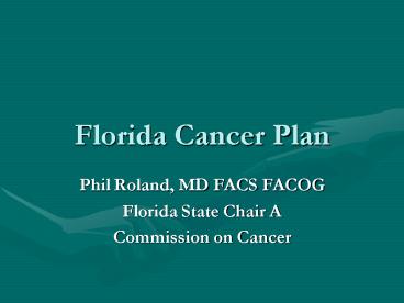 Florida Cancer Plan