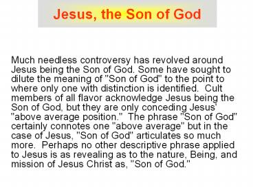Jesus, the Son of God
