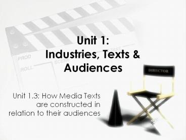 How the industry represents its audience, other social ..