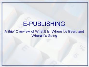 EPUBLISHING