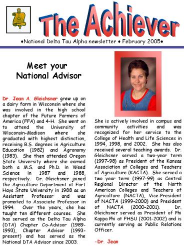 National Delta Tau Alpha newsletter February 2005