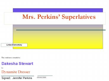 This certificate is awarded to: