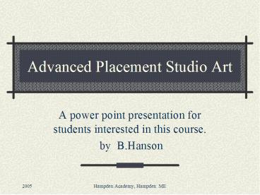 Advanced Placement Studio Art