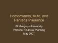 Homeowners, Auto, and Renters Insurance PowerPoint PPT Presentation