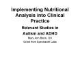 Implementing Nutritional Analysis into Clinical Practice PowerPoint PPT Presentation