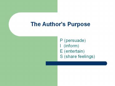 The Author's Purpose