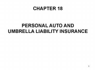 PERSONAL AUTO AND. UMBRELLA LIABILITY INSURANCE. THE PROBLE