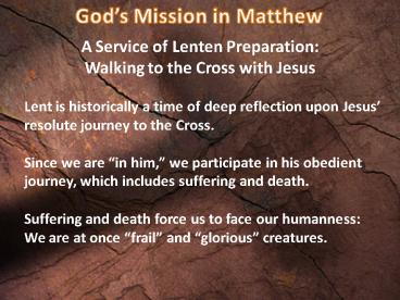 Gods Mission in Matthew