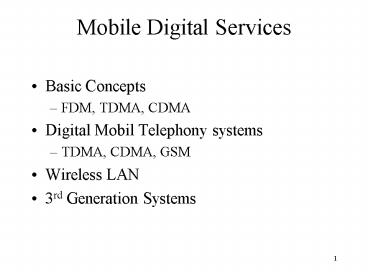 Mobile Digital Services