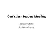 Curriculum Leaders Meeting