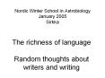 Nordic Winter School in Astrobiology January 2005 Sirkka PowerPoint PPT Presentation