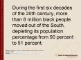 During the first six decades of the 20th century, more than 8 million black people moved out of the PowerPoint PPT Presentation