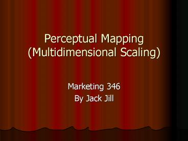 Perceptual Mapping Multidimensional Scaling