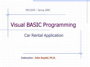 PPT – Visual BASIC Programming PowerPoint presentation | free to view ...