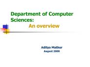 Department of Computer Sciences: An overview