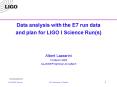 Data analysis with the E7 run data PowerPoint PPT Presentation