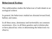 Behavioural Ecology