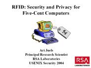 RFID: Security and Privacy for      Five-Cent Computers
