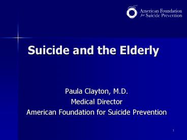 Suicide and the Elderly