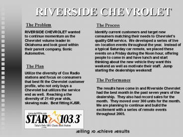 RIVERSIDE CHEVROLET