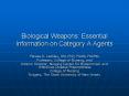 Biological Weapons: Essential Information on Category A Agents PowerPoint PPT Presentation