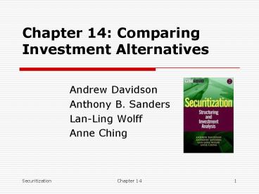 Chapter 14: Comparing Investment Alternatives