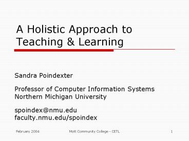 A Holistic Approach to Teaching