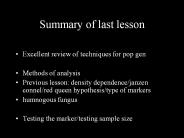 Summary of last lesson
