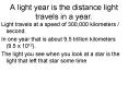 A light year is the distance light travels in a year. PowerPoint PPT Presentation