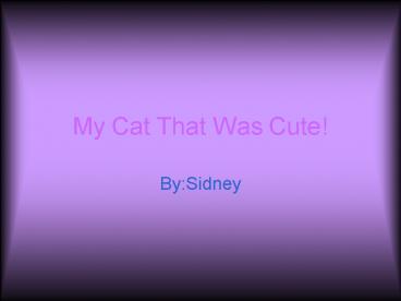 My Cat That Was Cute
