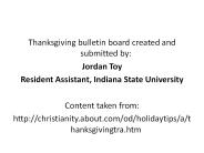 Thanksgiving bulletin board created and submitted by: