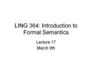 LING 364: Introduction to Formal Semantics