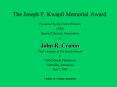 The Joseph F. Kwapil Memorial Award PowerPoint PPT Presentation