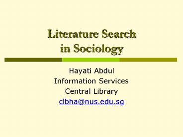 Literature Search in Sociology