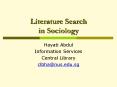 Literature Search in Sociology PowerPoint PPT Presentation